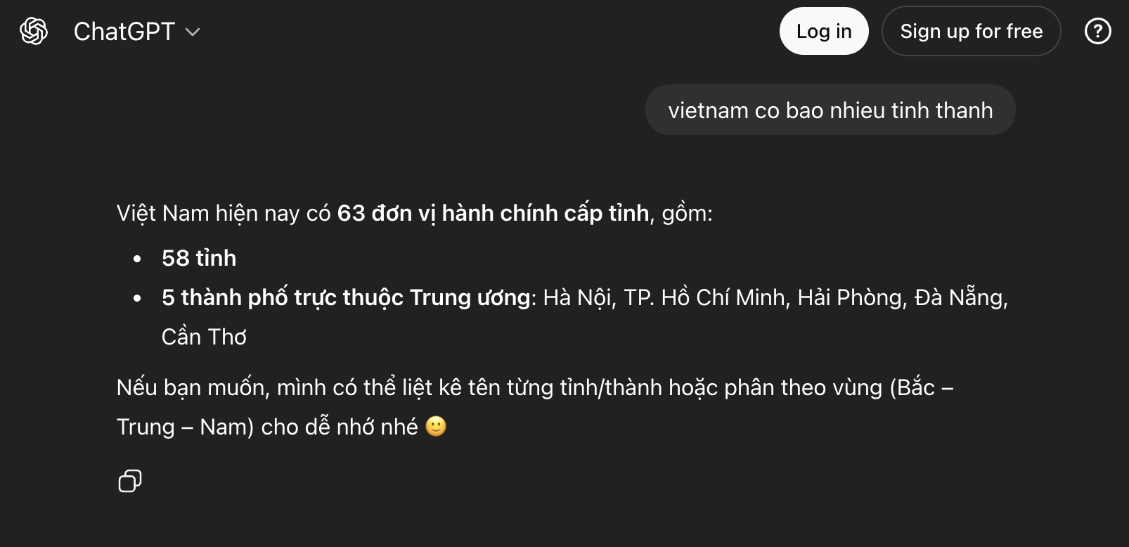 ChatGPT Free - 63 provinces
